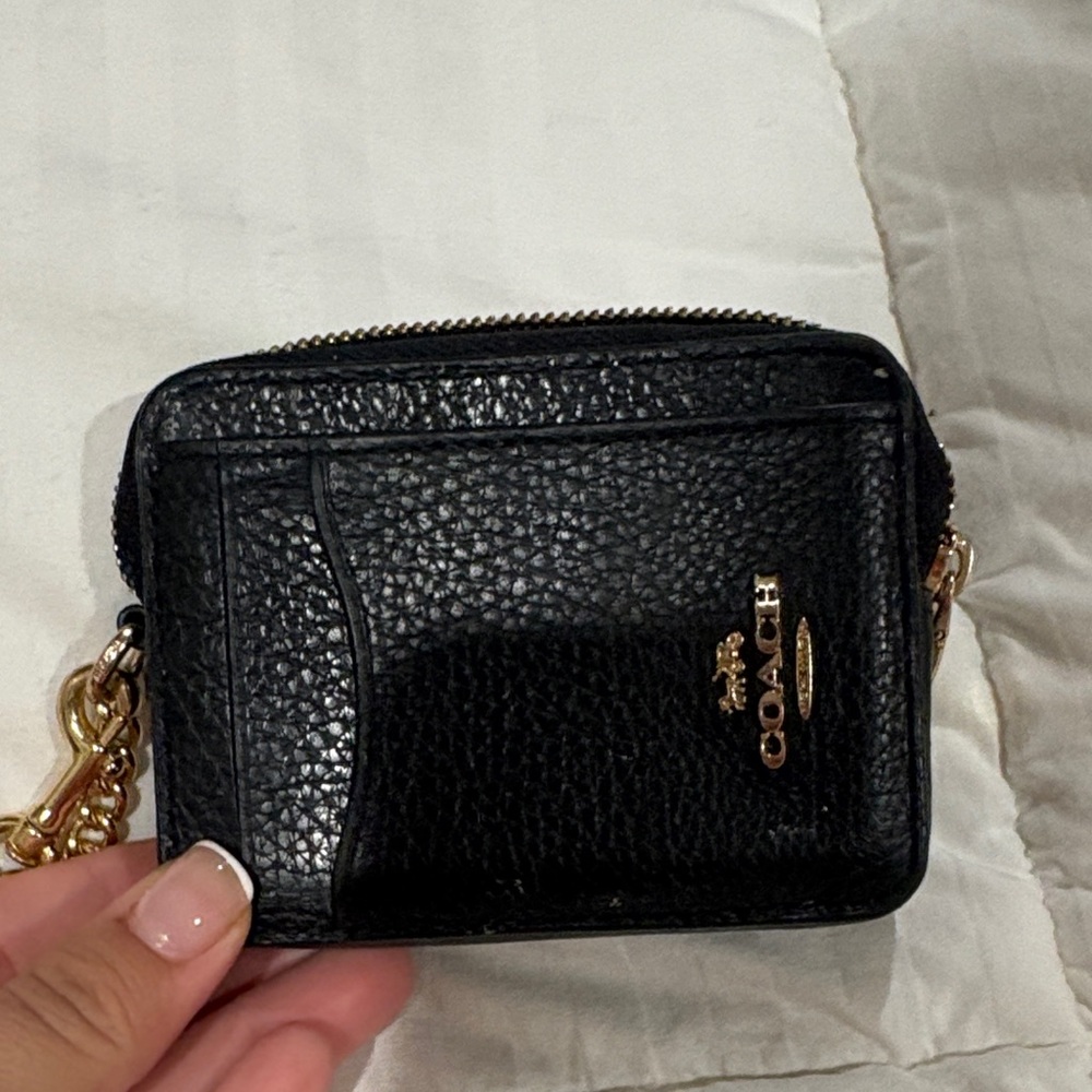 Coach Black Leather Wallet with Gold Accents